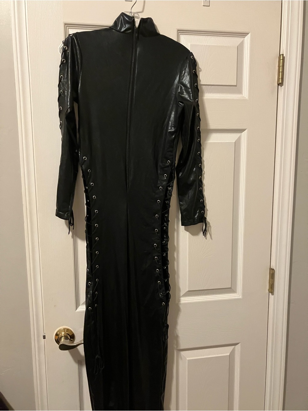 Frederick's of Hollywood Black Lace-Up Faux Leather bodysuit - Picture 2 of 6